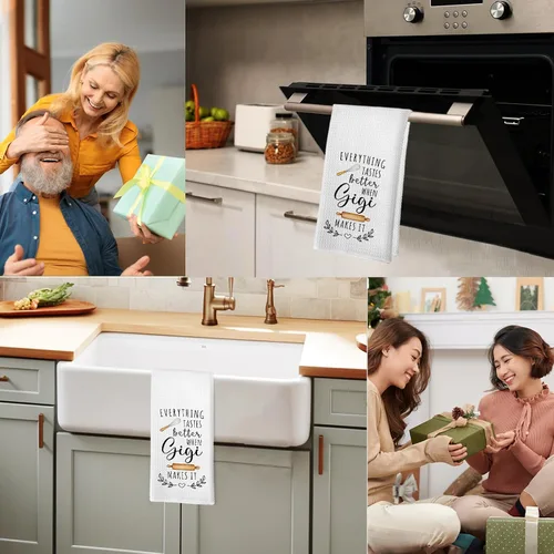 Vista 6 de Gigi - Toallas de cocina para el día de la madre, regalos de cumpleaños, para mujeres, abuelas de nietos, nietos, todo sabe mejor cuando Gigi lo