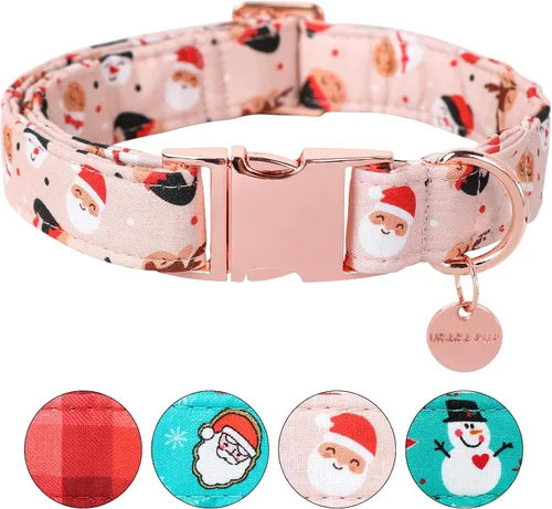 Vista 47 de Collar de perro floral azul, collar floral de algodón ajustable para primavera y verano con colgante de margarita, hebilla de liberación rápida