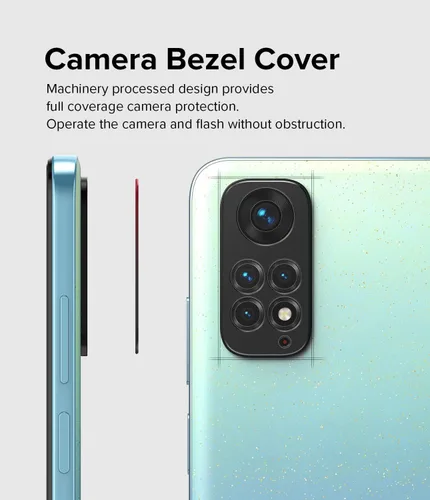 Vista 6 de Ringke Estilo de cámara compatible con Redmi Note 11, protector de borde de lente de cámara trasera, marco de aluminio resistente, cubierta adhesiva