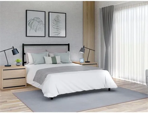 Vista 2 de East West Furniture FTQBBLK Fulton - Cama de plataforma Queen con 5 patas de metal, magnífica cama con recubrimiento en polvo, color negro