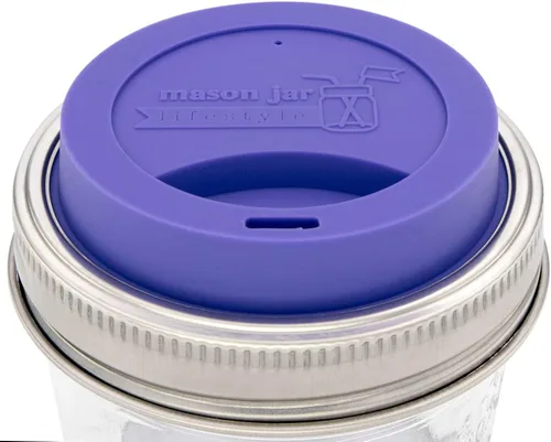 Vista 19 de Tapa de silicona para beber con banda de acero inoxidable para tarros Mason (Americana multicolor, boca regular)