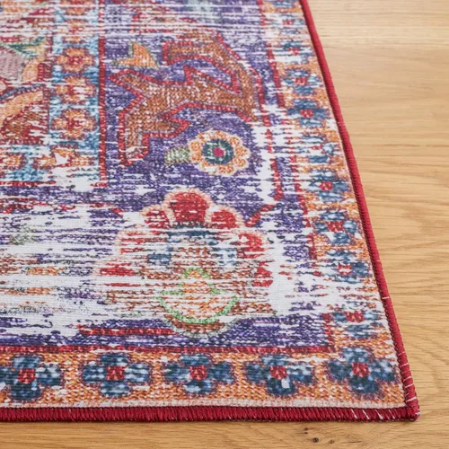 Vista 4 de SAFAVIEH Tucson Collection - Alfombra lavable de 2 pies 6 x 8 pies, color rojo y azul marino, antideslizante, ideal para zonas de alto tráfico