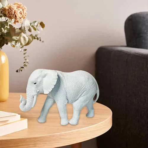 Vista 2 de Decoración de estatua de elefante, adorno de elefante decorativo creativo, escultura de elefante para chimenea, cumpleaños, sala de dibujo, Blanco