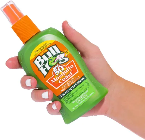 Vista 3 de Bullfrog Mosquito Coast - Repelente de insectos en aerosol + protector solar SPF 50, spray de bomba de 4.7 onzas líquidas Body Sunscreens