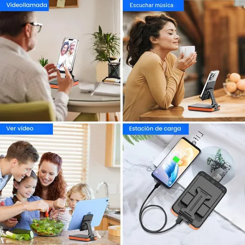 Vista 7 de JTEMAN Altavoz Bluetooth con soporte de teléfono de carga, portátil