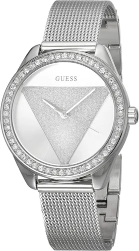 Vista 5 de GUESS Reloj analógico de cuarzo clásico para mujer con correa de acero inoxidable W1142L1, plata, pulsera, plateado, Pulsera