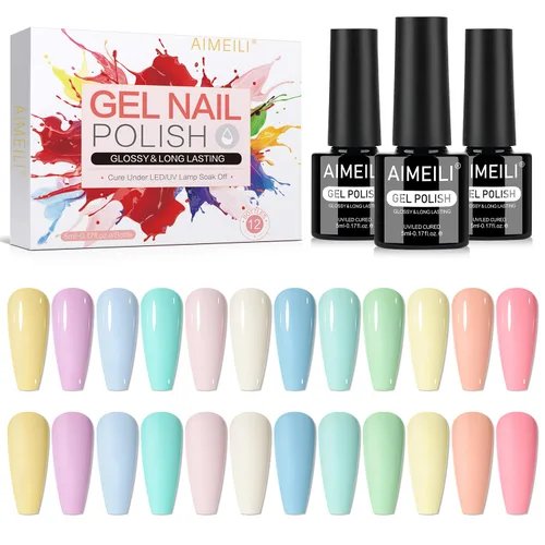 Vista 18 de AIMEILI Juego de esmaltes de uñas de gel nude – 12 colores sin hema, gelatina neutra, rosa, blanco lechoso, efecto transparente, manicura