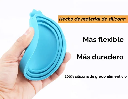 Vista 4 de Comtim Tapas de silicona para latas de comida para mascotas (tamaño universal, una para 3 latas de comida de tamaño estándar), azul y verde