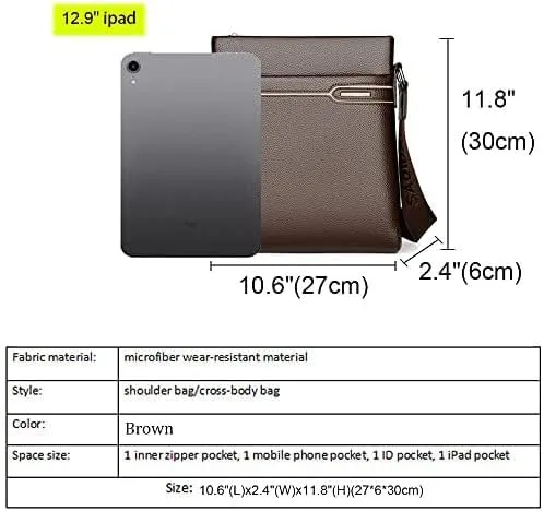 Vista 2 de Bolso de hombro de cuero para hombre, bolso de mensajero para hombre, bolso de hombro de negocios, maletín cruzado