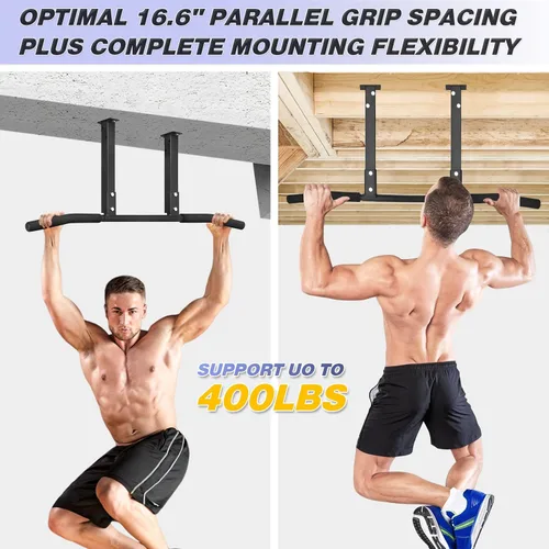 Vista 2 de ATENTO Pull Up Bar, Chin Up Bars Ceiling Mount, Workout for Home Gym, Beam, Crossfit - Heavy-Duty, Foam Grip, Easy installation