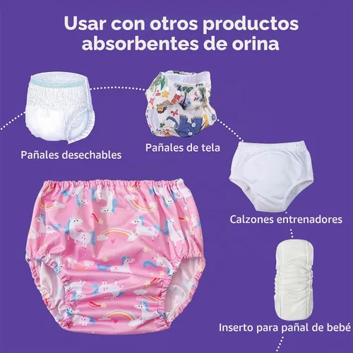 Vista 4 de BISENKID Funda de pañales impermeable para pantalones de plástico para niños pequeños, buena ropa interior de plástico elástica para niñas pequeñas