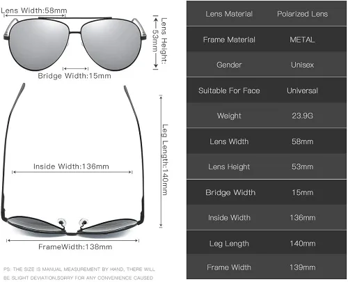 Vista 5 de AIMADE Lentes de sol polarizados militares de alta calidad, marco de metal, diseño único, para hombres y mujeres, 100% protección UV