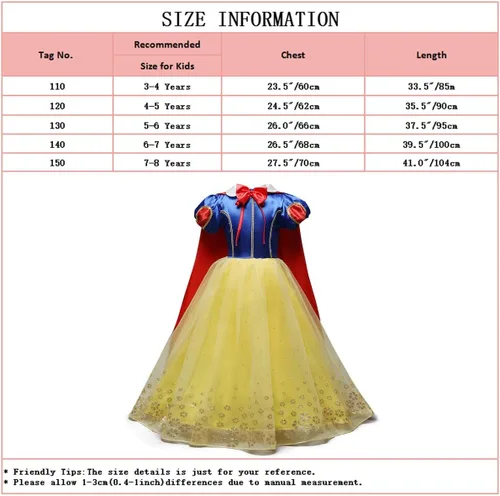 Vista 6 de Disfraz de princesa para niñas pequeñas, blanco como la nieve, fiesta de cumpleaños, Halloween, trajes de Navidad (con accesorios)