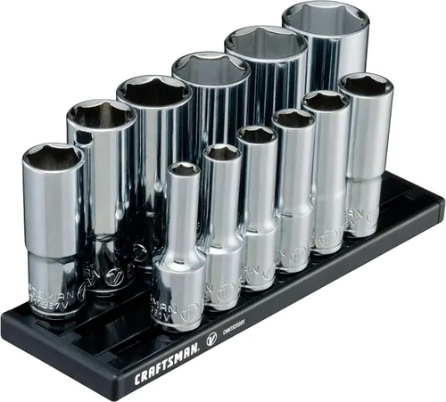 Vista 11 de CRAFTSMAN Serie V Juego de zócalos, SAE poco profundo, unidad de 3/8 pulgadas, 12 piezas (CMMT17330V)