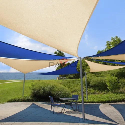 Vista 4 de Patio Paradise - Toldo parasol beige de 2 x 2 x 2 pies con kit de herrajes de 6 pulgadas, toldo triangular equilátero, tela duradera