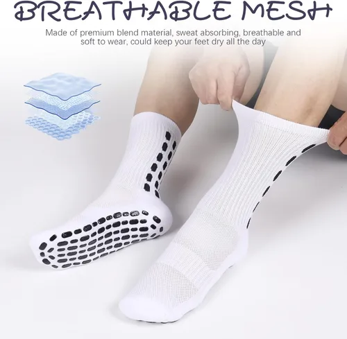 Vista 5 de 6 Pairs Grip Soccer Socks Colorful Non Slip Sports Football Basketball Hospital Yoga Socks for Men Women