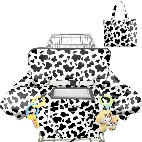 Vista 19 de Funda negra para carrito de compras para bebé, funda para silla alta 2 en 1, con arnés de seguridad, multifuncional, patrón de perro, fundas