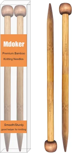 Vista 12 de Mdoker Aguja de tejer de bambú recta, de un solo punto, agujas de tejer para suéter de 10 pulgadas de longitud para proyectos de tejer hechos a