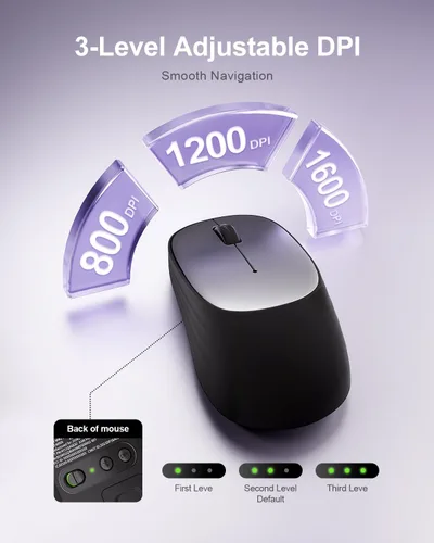 Vista 3 de wegear Ratón inalámbrico Bluetooth, seguimiento óptico de 1600 DPI, 3 DPI ajustables, diseño compacto y portátil para manos pequeñas, PC, Mac