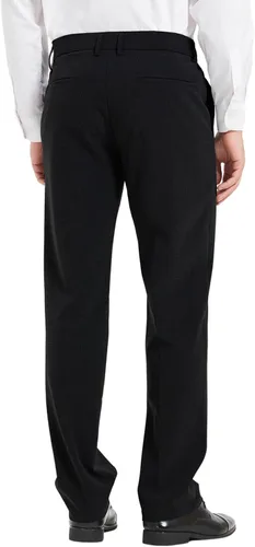 Vista 2 de Plaid&Plain Pantalones de vestir para hombre con cintura elástica y tela elástica de ajuste recto