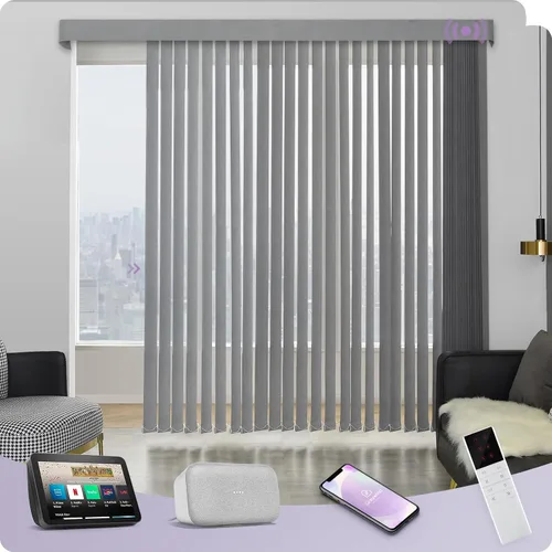 Vista 17 de Graywind Persianas verticales motorizadas compatibles con Alexa Google Privacidad reversibles opacas persianas verticales inteligentes control