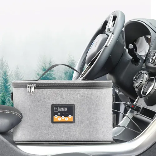 Vista 6 de Pongnas Horno portátil, calentador de alimentos para automóvil de 12 V, mini lonchera eléctrica portátil con pantalla digital, temperatura