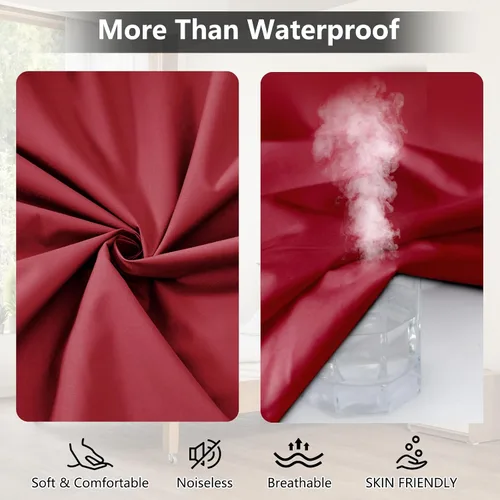 Vista 2 de Protector de colchón individual impermeable, transpirable, funda de colchón tamaño individual, sábana bajera lavable sin ruido con bolsillo profundo