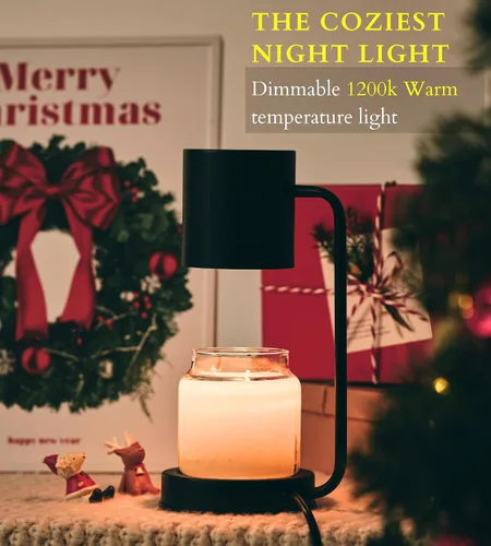 Vista 6 de Cozyberry® Querencia™ - Lámpara calentadora de velas, temporizador de 1, 2, 4 horas, 2 bombillas incluidas, compatible con todas las velas, lámpara