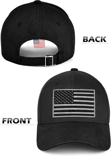Vista 2 de LCZTN Paquete de 2 gorras de béisbol con la bandera estadounidense para hombres y mujeres, sombrero de papá liso de perfil bajo de Estados Unidos