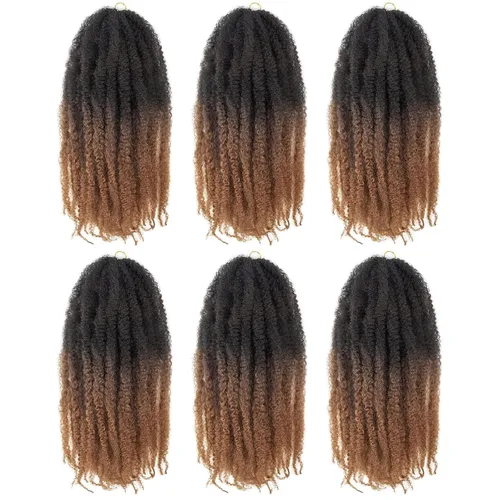 Vista 13 de ToyoTress Bob Marley Twist Hair - 8 Pulgadas Paquete de 6 Cabello Marley Negro Corto Para Locs Falsos, Extensiones de Cabello Rizado Afro Kinky