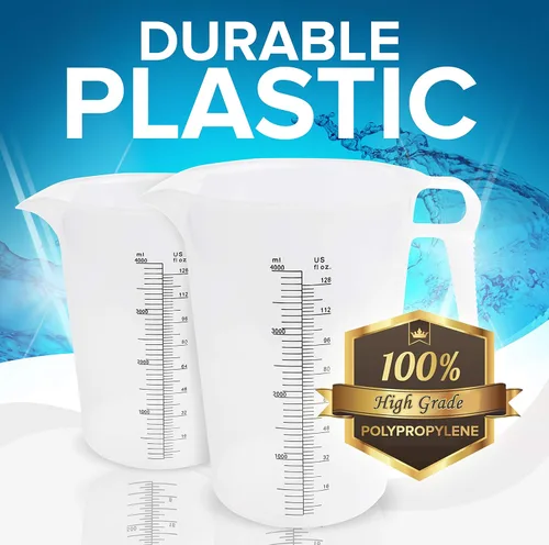 Vista 3 de ACCUPOUR 8 onzas (250 mL) jarra medidora, de plástico, multiusos - Excelente para productos químicos, aceite, piscina y césped - Incrementos