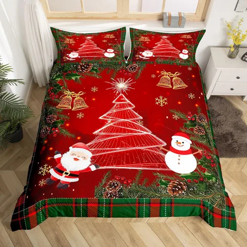 Vista 23 de Feelyou Juego de ropa de cama de Navidad gris para niños, tamaño individual, funda de edredón enana de Navidad para niños, niñas, adolescentes