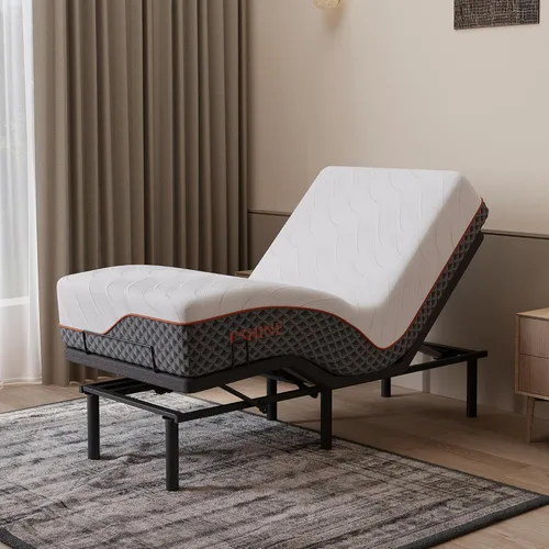 Vista 26 de ESHINE Base de cama ajustable + colchón híbrido de 14 pulgadas Twin XL (Suave Medio) - Espuma viscoelástica de gel de lujo, bases de cama con Gris