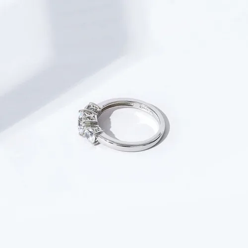 Vista 6 de Tienda Collection Platinum or Gold Plated Sterling Silver Round 3-Stone Ring made with Infinite Elements Cubic Zirconia
