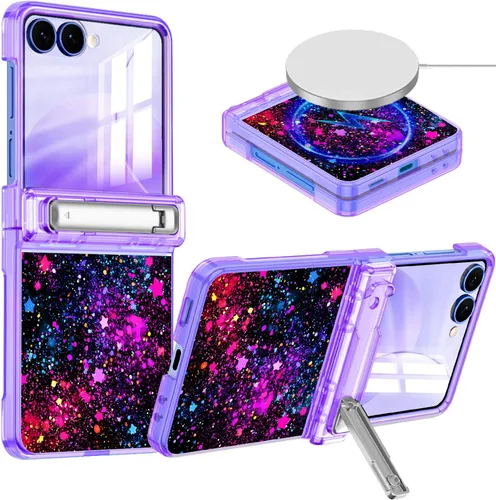 Vista 32 de Hekodonk Funda para Galaxy Z Fold 6, compatible con MagSafe, brilla en la oscuridad, protector de pantalla frontal, soporte, protección de bisagra