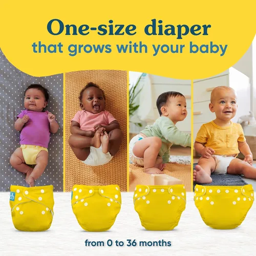 Vista 5 de Charlie Banana Pañales de tela, reutilizables, lavables, ajustables, talla única, para bebés y niños pequeños, con inserto absorbente, aviador