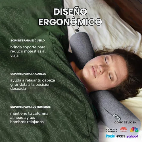 Vista 3 de Dot&Dot Almohada de viaje de espuma viscoelástica para aviones - Almohada de viaje para dormir - Almohada de avión para soporte de cuello, barbilla
