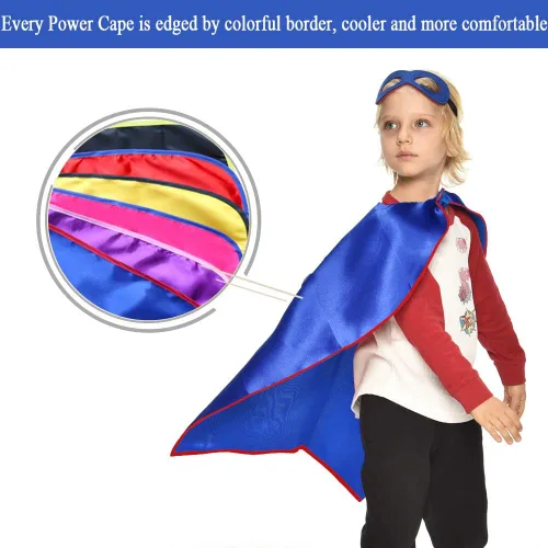 Vista 5 de Capas y máscaras de superhéroes para niños y niñas disfraces de Navidad disfraces de superhéroes para fiestas paquete de 16 unidades negro