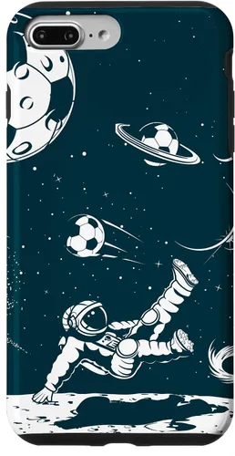 Vista 12 de Funda para iPhone 16 para teléfono de fútbol, amante del fútbol, jugador de fútbol espacial, funda de astronauta