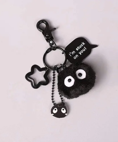 Vista 2 de YJacuing Llavero de peluche Dust Bunny Soot Sprite (estilo A)