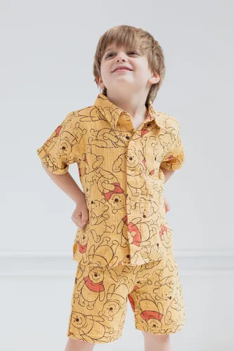 Vista 2 de Disney Winnie the Pooh Mickey Mouse - Camisa hawaiana con botones y pantalones cortos para recién nacidos hasta niños pequeños