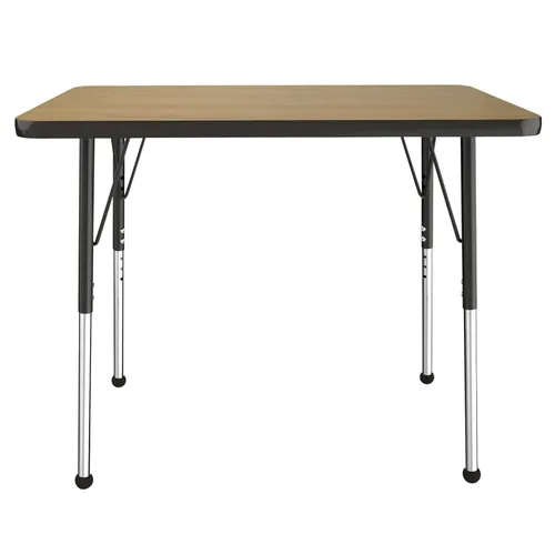Vista 102 de FDP - Mesa rectangular para actividades escolares y de oficina (24 x 36 pulgadas), patas estándar con deslizadores giratorios, altura ajustable