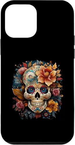 Vista 12 de iPhone 14 Floral Mexican Skull Day of the Dead Dia De Muertos Funda Mujer
