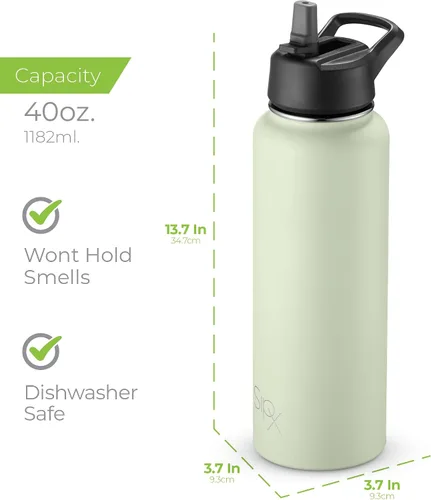 Vista 93 de SIPX™ Botella de Agua Aislada de 18 oz con 3 Tapas – Acero Inoxidable a Prueba de Fugas, Triple Aislamiento – Frío 24 Horas/Caliente 12 Horas – Negro