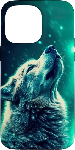 Vista 21 de Howling Wolf in Night Green Northern Lights Wolves Dog Lover Case for iPhone 16