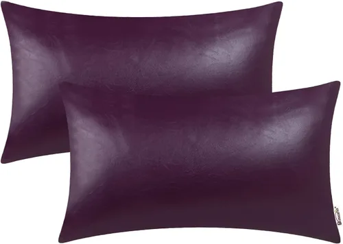 Vista 29 de BRAWARM Fundas de almohada de cuero sintético de 16 x 16 pulgadas - Juego de 2 fundas de almohada de cuero negro, fundas de almohada de cuero teñido