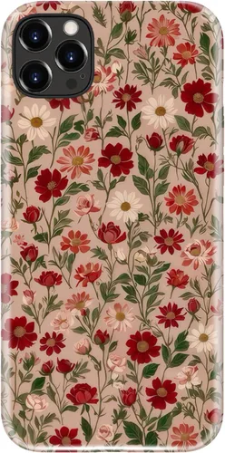 Vista 14 de Funda para iPhone 12 Mini, compatible con carga inalámbrica, protección de doble capa con elegante diseño de flores silvestres, silicona suave +