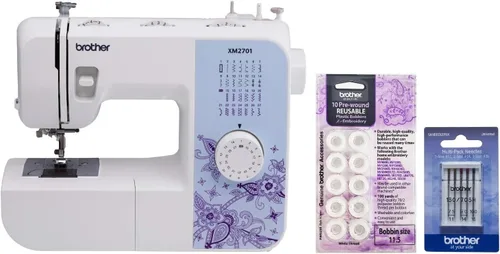 Vista 10 de Máquina de coser Brother XM2701 liviana, con todas las funciones, con 27 puntos, función automática para hacer ojales en 1 paso, 6 pies de costura