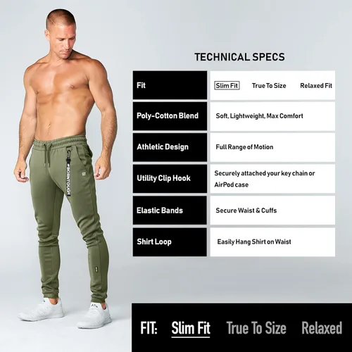 Vista 4 de Born Tough Pantalones deportivos ajustados para hombre, pantalones deportivos de entrenamiento para culturismo, gimnasio, pantalones de correr