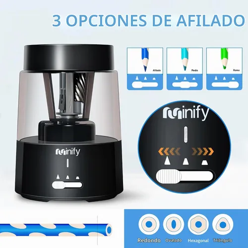 Vista 3 de Sacapuntas eléctrico, sacapuntas de lápiz, hoja resistente recargable con batería, sacapuntas para lápices de colores de 6-8 mm, parada automática